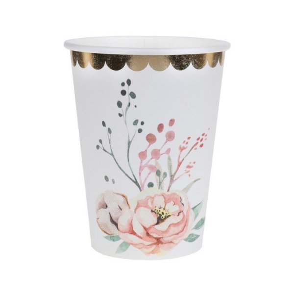 Pappbecher - Rosa Blumen - 10er-Packung Pappbecher - Rosa Blumen - 10er-Packung