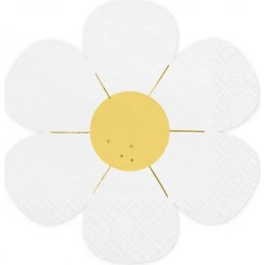 Servietten - Blume - Wei�/Gelb - 12er-Pack