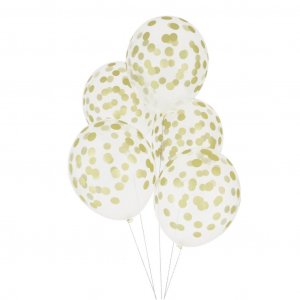 Luftballons - Bedrucktes Konfetti - Gold - 5er-Pack
