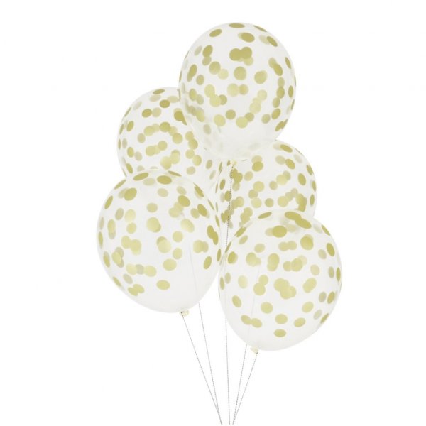 Luftballons - Bedrucktes Konfetti - Gold - 5er-Pack