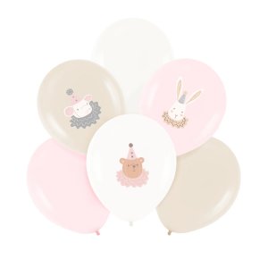 Ballonstrauß - Niedliche Tiere - Rosa/Weiß/Nude - 6 Stück Ballonstrauß - Niedliche Tiere - Rosa/Weiß/Nude - 6 Stück