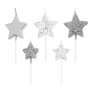 Geburtstagskerzen - Sterne - Silber - 5er-Pack Geburtstagskerzen - Sterne - Silber - 5er-Pack