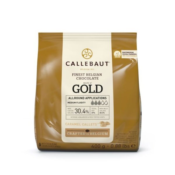 Schokolade - Weiße Schokolade mit Karamellgold - Callebaut - 400 g Schokolade - Weiße Schokolade mit Karamellgold - Callebaut - 400 g