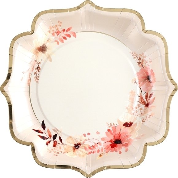 Pappteller - Florales Elfenbein - 10er-Pack Pappteller - Florales Elfenbein - 10er-Pack