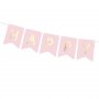 Wimpel - Happy Birthday - Rosa/Gold