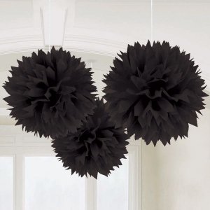 Bommel - 3er-Pack - Schwarz 40 cm Bommel - 3er-Pack - Schwarz 40 cm