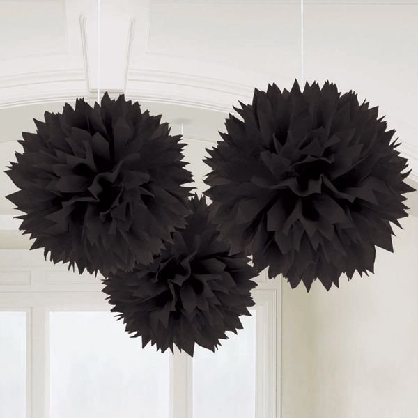 Bommel - 3er-Pack - Schwarz 40 cm Bommel - 3er-Pack - Schwarz 40 cm
