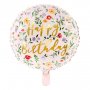 Folienballon - Happy Birthday - Rosa mit Blumen