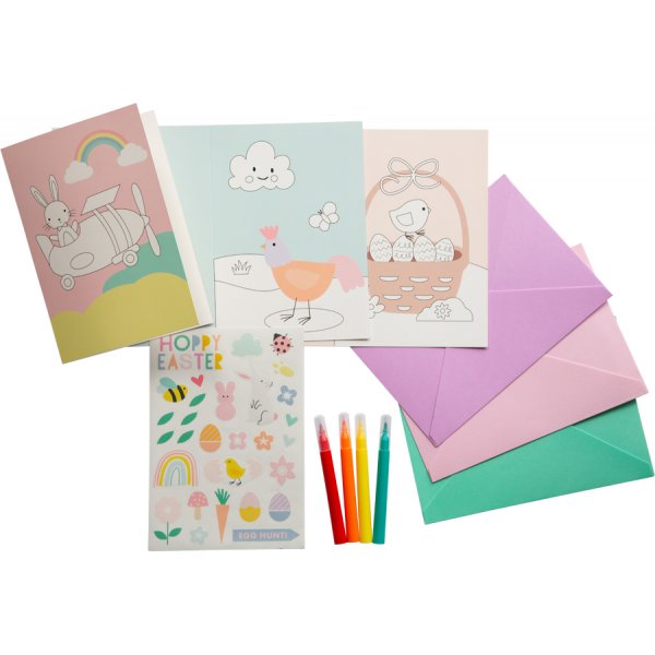 Osterkarten - Umschläge, Aufkleber und Stifte - 3er-Pack