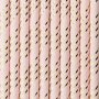 Strohhalme - Streifen - Rosa/Goldmetallic - 10 Stk