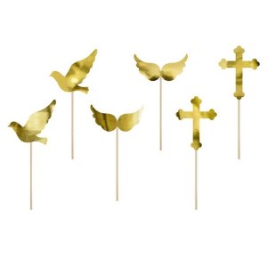 Tortenstecker - Taufe/Konfirmation - Kreuz, Taube & Flügel - 6 Stück Tortenstecker - Taufe/Konfirmation - Kreuz, Taube & Flügel - 6 Stück