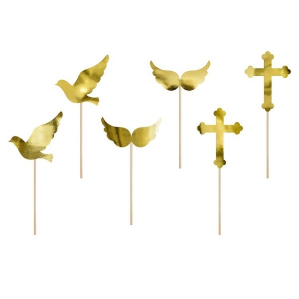 Tortenstecker - Taufe/Konfirmation - Kreuz, Taube & Flügel - 6 Stück Tortenstecker - Taufe/Konfirmation - Kreuz, Taube & Flügel - 6 Stück