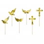 Tortenstecker - Taufe/Konfirmation - Kreuz, Taube & Flügel - 6 Stück Tortenstecker - Taufe/Konfirmation - Kreuz, Taube & Flügel - 6 Stück