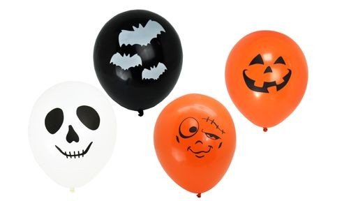 Ballonstrauß - Halloween - Schwarz/Orange/Weiß - 8 Stück Ballonstrauß - Halloween - Schwarz/Orange/Weiß - 8 Stück