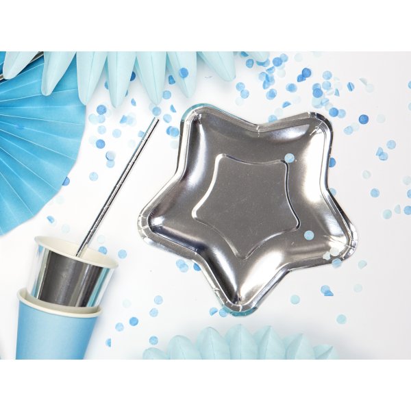 Kleine Teller - Stern - Silber - 6er-Pack