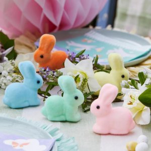 Tischdekoration - Kleine Hasen - Pastell - 5er-Pack
