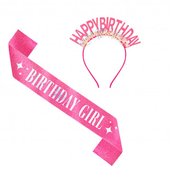 Schärpe und Diadem - Geburtstag - Rosa Schärpe und Diadem - Geburtstag - Rosa