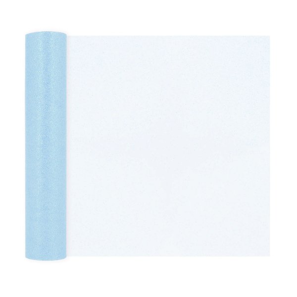 T�ll - Hellblau - Glitzer - 30 cm breit, 9m lang