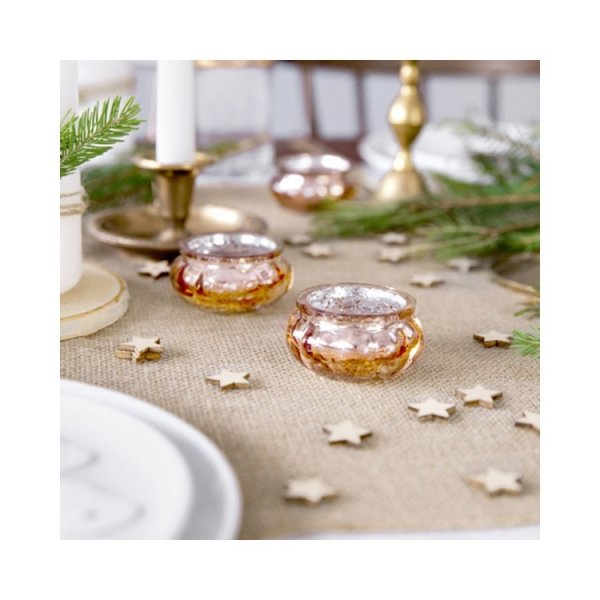 Kerzenhalter aus Glas - Ros�gold - 1 St�ck.