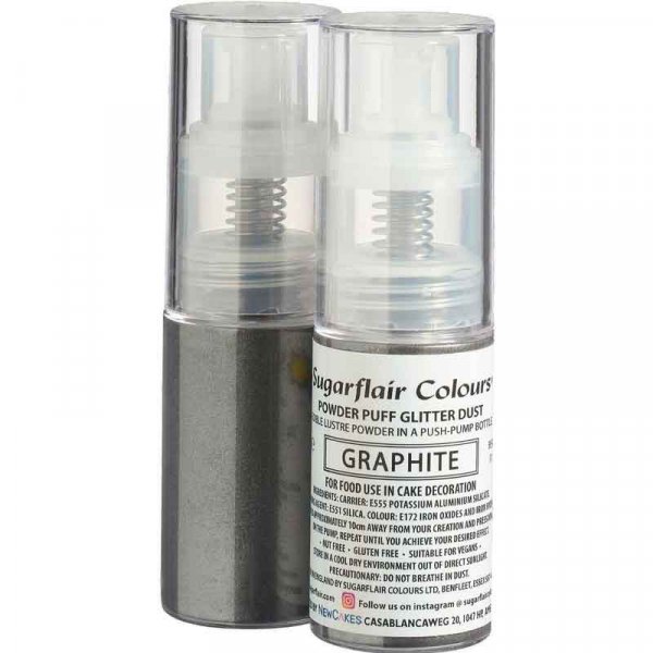 Essbares Glitzerspray - Sugarflair - Graphitgrau - 10 g