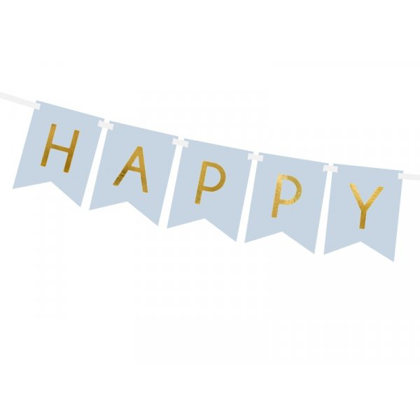 Girlande - \\\"Happy Birthday\\\" - Hellblau - 1,75 m