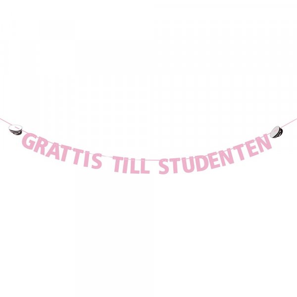 Girlande - Herzlichen Glckwunsch an den Studenten - Rosa/Studentenmtzen