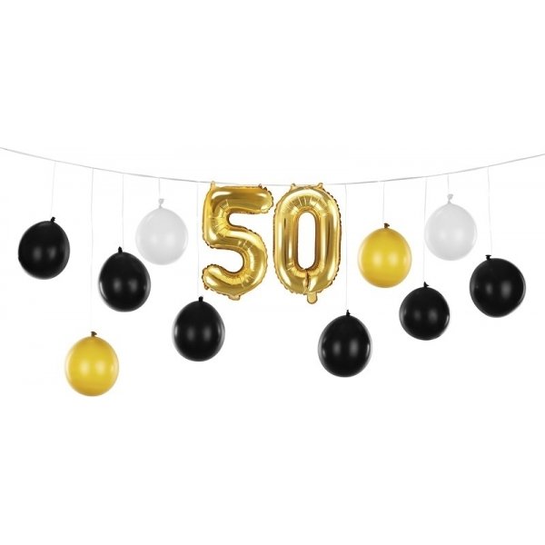 Ballongirlande - 50 - Schwarz/Weiß/Gold Ballongirlande - 50 - Schwarz/Weiß/Gold