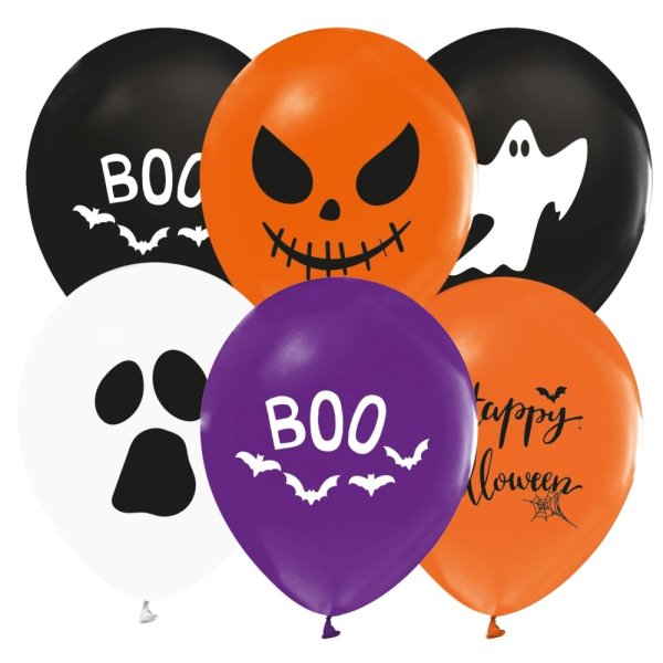 Luftballons - Halloween - Wei�/Schwarz/Orange/Lila - 30 cm - 8er-Pack