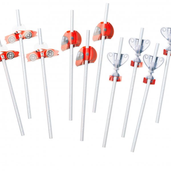 Papierstrohhalme - Silberfolie Racing 10er-Pack (19 cm) Papierstrohhalme - Silberfolie Racing 10er-Pack (19 cm)
