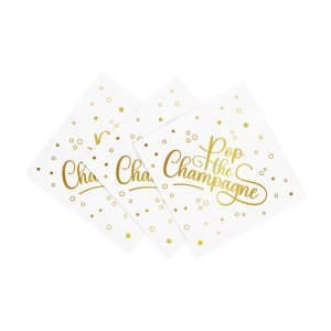 Servietten - Champagner-Frühstück - Weiß - 33 x 33 cm - 20er-Packung Servietten - Champagner-Frühstück - Weiß - 33 x 33 cm - 20er-Packung