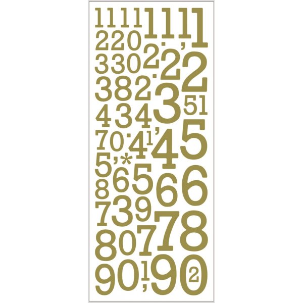 Glitzeraufkleber - Gold - Zahlen - 10x24 cm - 2 Blatt