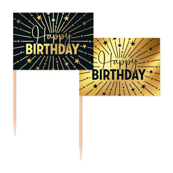 Partypicks - Alles Gute zum Geburtstag - Gold - 50er-Packung