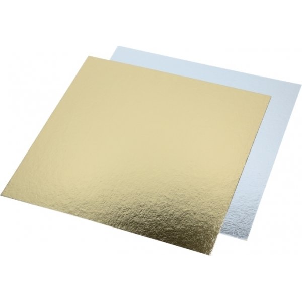 Kuchenblech - 3er-Pack - Quadratisch - Gold/Silber - 30 cm Kuchenblech - 3er-Pack - Quadratisch - Gold/Silber - 30 cm