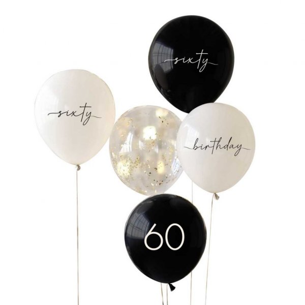 Ballonstrauß - 60. Geburtstag - Schwarz/Hautfarben Ballonstrauß - 60. Geburtstag - Schwarz/Hautfarben