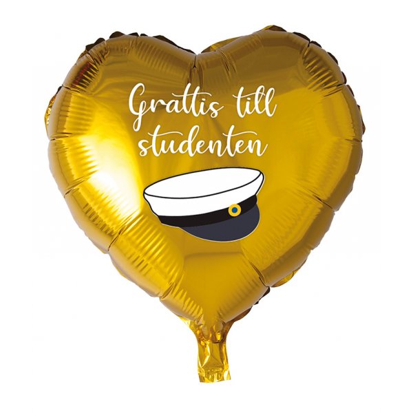 Herzballon - Herzlichen Glückwunsch an den Studenten - Gold Herzballon - Herzlichen Glückwunsch an den Studenten - Gold