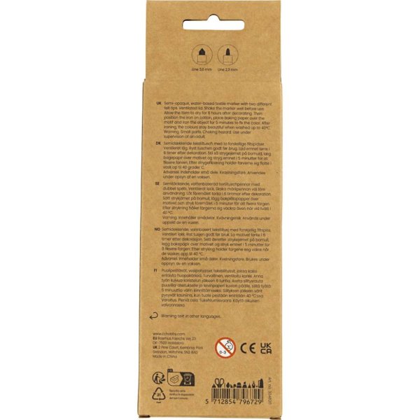 Textilstifte - 6er-Pack - Schwarz Textilstifte - 6er-Pack - Schwarz