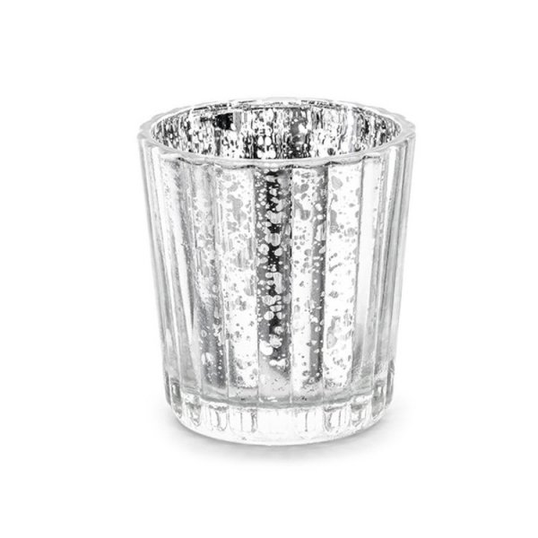 Glaskerzenhalter - Silber - 1 Stück Glaskerzenhalter - Silber - 1 Stück