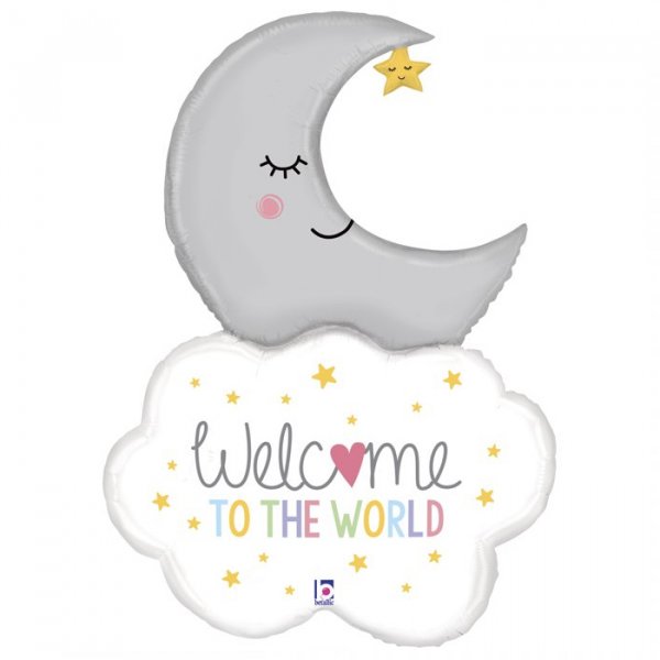Folienballon - Mond/Wolke - Willkommen auf der Welt