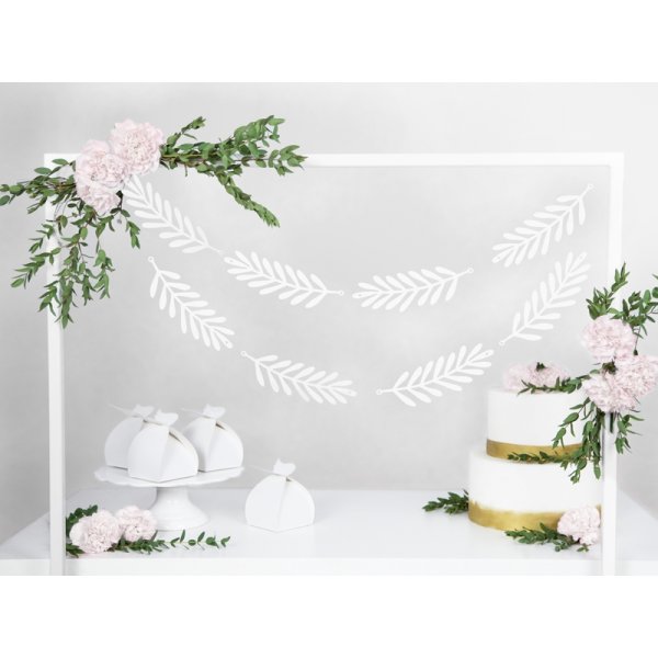 Girlande - Bltter - Wei