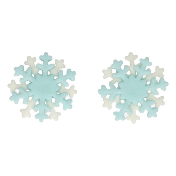 Zuckerdekorationen - Schneeflocken - Hellblau - 6er-Pack