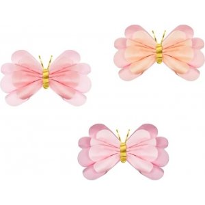 Papierdekorationen - Rosa große Schmetterlinge - 3 Stk Papierdekorationen - Rosa große Schmetterlinge - 3 Stk