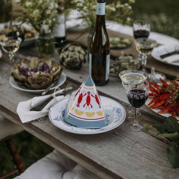 Partyhte - Krabben - Hellblau/Rot - 4er-Pack