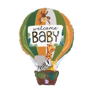 Folienballon - Dschungel-Hei�luftballon - Willkommen Baby