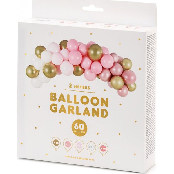 Ballonbogen - 2 m - Rosa/Gold