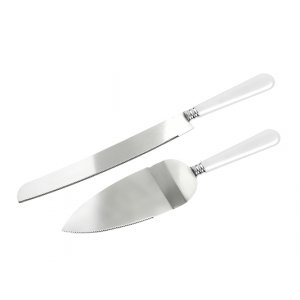 Servierset - Kuchenspatel und Messer - weißer Griff Servierset - Kuchenspatel und Messer - weißer Griff