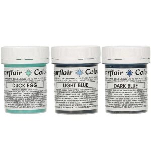 Schokoladenfarben-Set - 3 Blautöne - 3 x 35 g - Sugarflair Schokoladenfarben-Set - 3 Blautöne - 3 x 35 g - Sugarflair