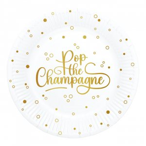 Pappteller "Pop the Champagne" - Weiß, 23 cm - 8er-Pack Pappteller "Pop the Champagne" - Weiß, 23 cm - 8er-Pack
