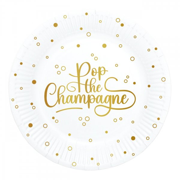 Pappteller \\\"Pop the Champagne\\\" - Weiß, 23 cm - 8er-Pack Pappteller \\\"Pop the Champagne\\\" - Weiß, 23 cm - 8er-Pack