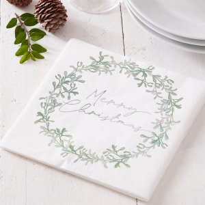 Servietten - Mistelkranz - Frohe Weihnachten - 16er-Pack Servietten - Mistelkranz - Frohe Weihnachten - 16er-Pack