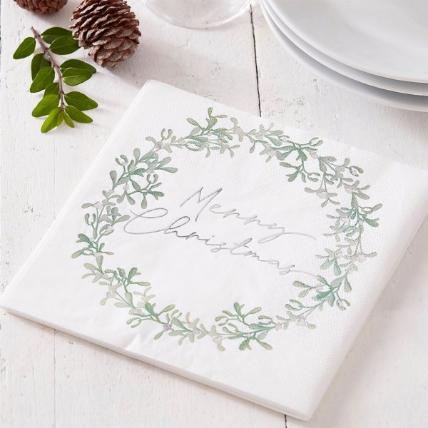 Servietten - Mistelkranz - Frohe Weihnachten - 16er-Pack Servietten - Mistelkranz - Frohe Weihnachten - 16er-Pack